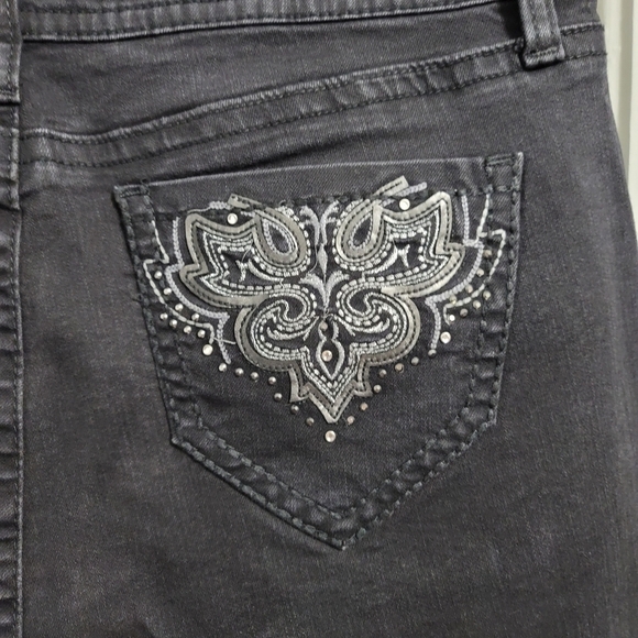 LANE Bryant Mid-Rise Bootcut Jeans Embellished Pockets - Black - Picture 3 of 6